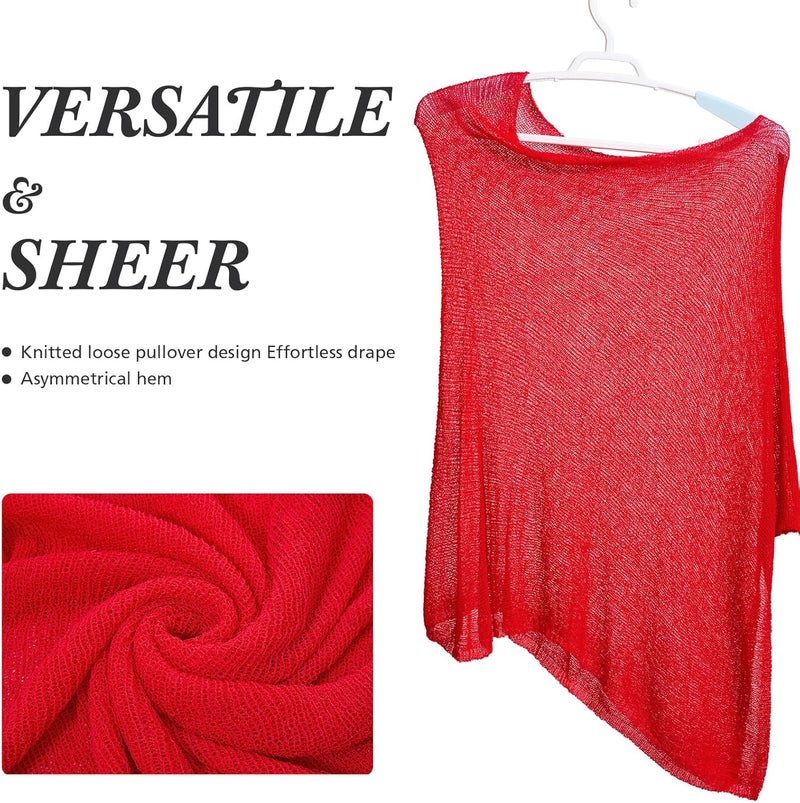Jamntower 1 Pcs Women Sheer Poncho Shrug Summer Sheer Blouse Top Lightweight Poncho Sheer Bolero for Formal Evening Dress - Image 3